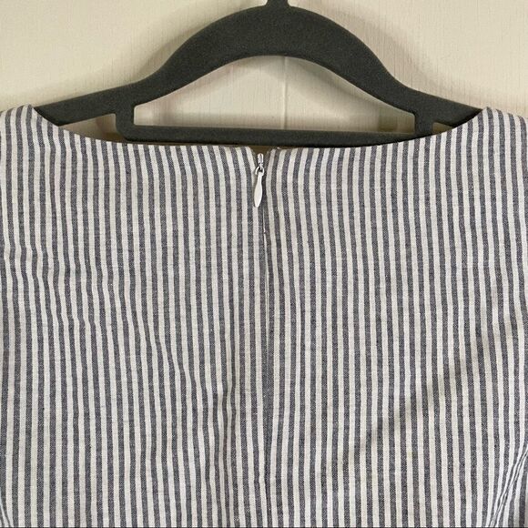 NWT - Eloquii Ruffle Striped Faux Wrap Midi Dress - Picture 5 of 7